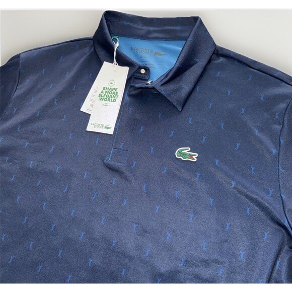 Lacoste Sport Mens 6-XL Navy Blue Regular Fit UV Protect Short Sleeve Polo Shirt - Picture 1 of 10